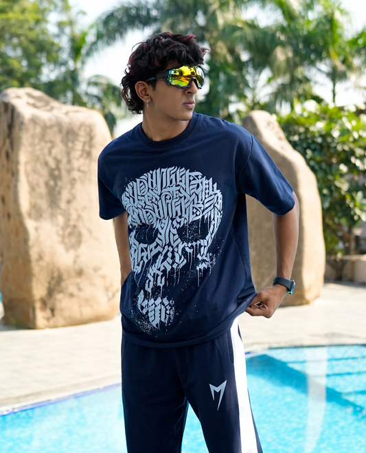 Bold Skull Tees- Navy