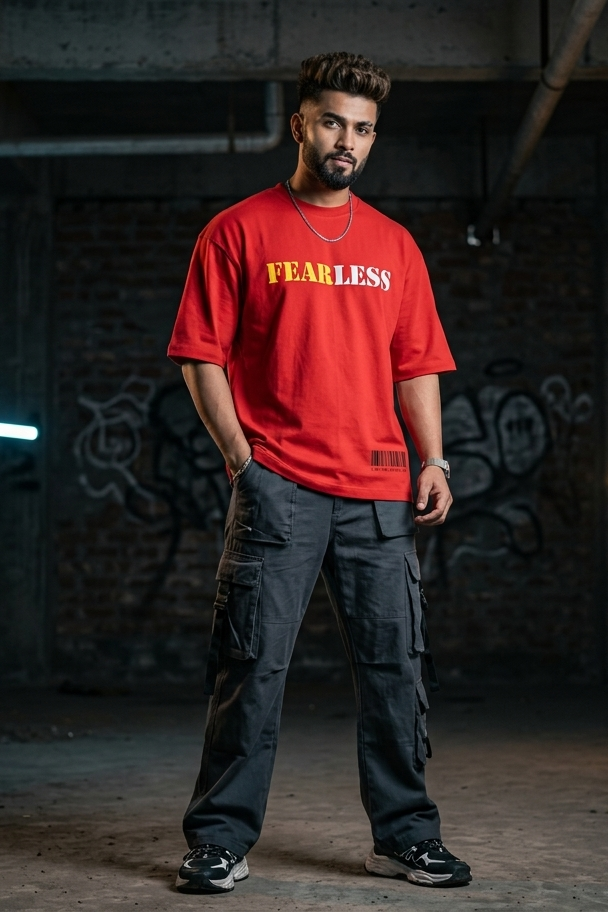 Fearless Oversized Printed T-Shirt