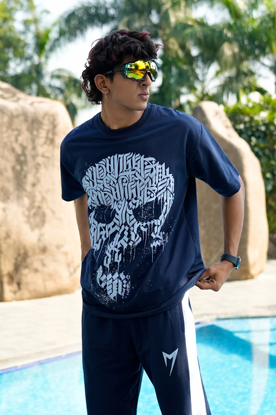 Bold Skull Tees- Navy