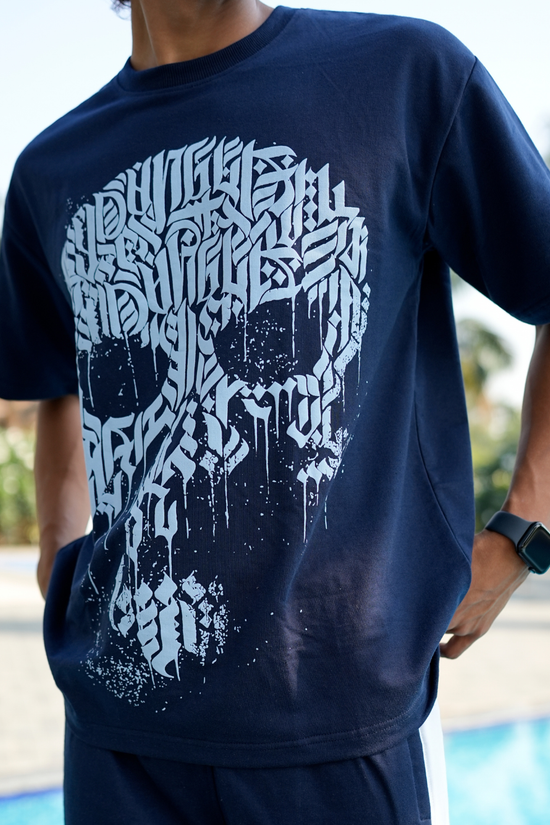 Bold Skull Tees- Navy