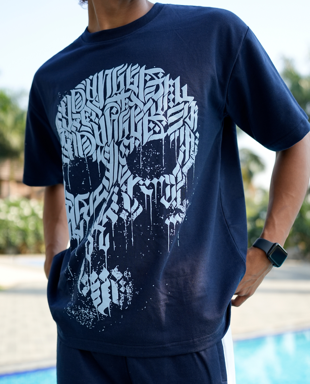 Bold Skull Tees- Navy
