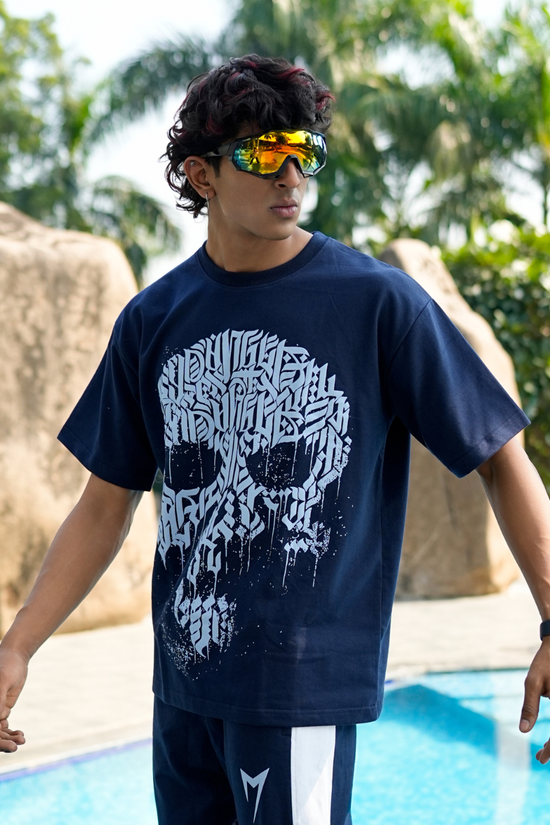 Bold Skull Tees- Navy