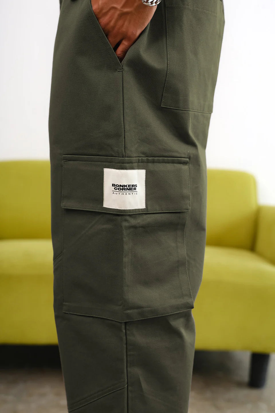 Olive Cargo With Utility Pockets