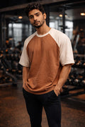 Choclate Brown and Off White -Male Combination Oversized T-Shirts