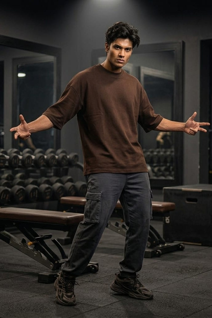 Men’s Oversized T-Shirt – Coffee