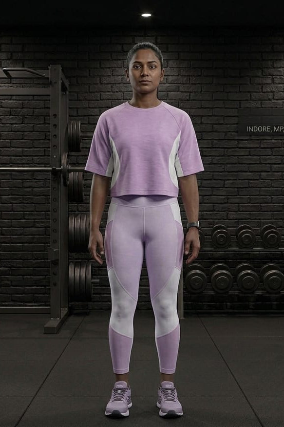 Women’s Combination Crop Top – Lavender & White