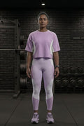 Women’s Combination Crop Top – Lavender & White