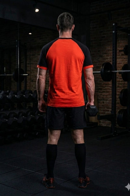 Male Combination Oversized T-Shirts – Orange and Black