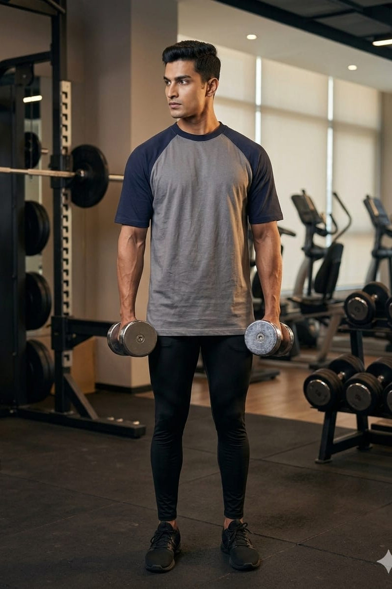 Shark Grey and Navy Male Combination Oversized T-Shirts