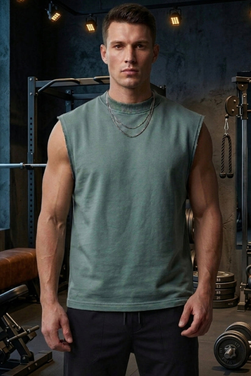 Men’s Olive Green Cotton Tank Top