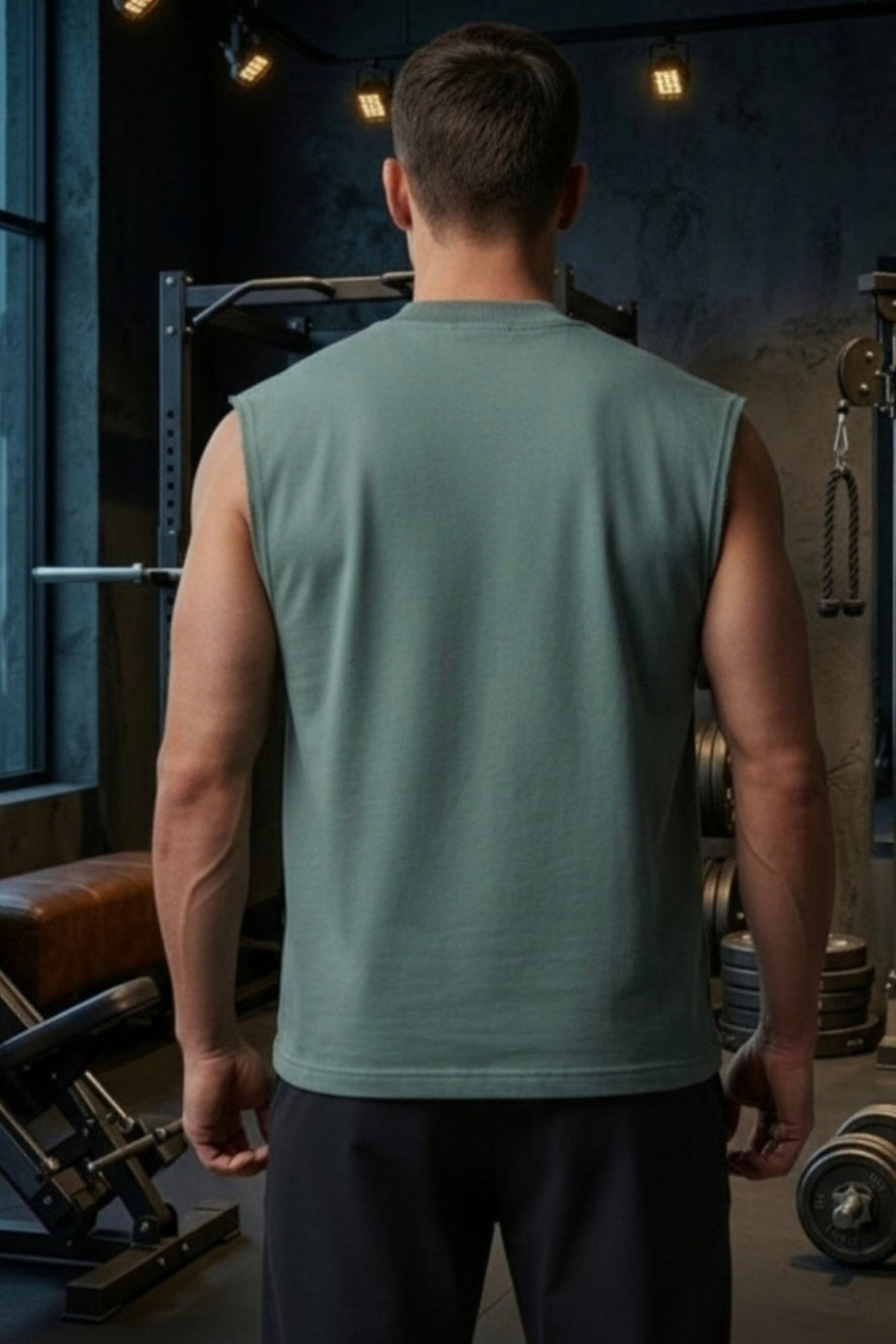 Men’s Olive Green Cotton Tank Top