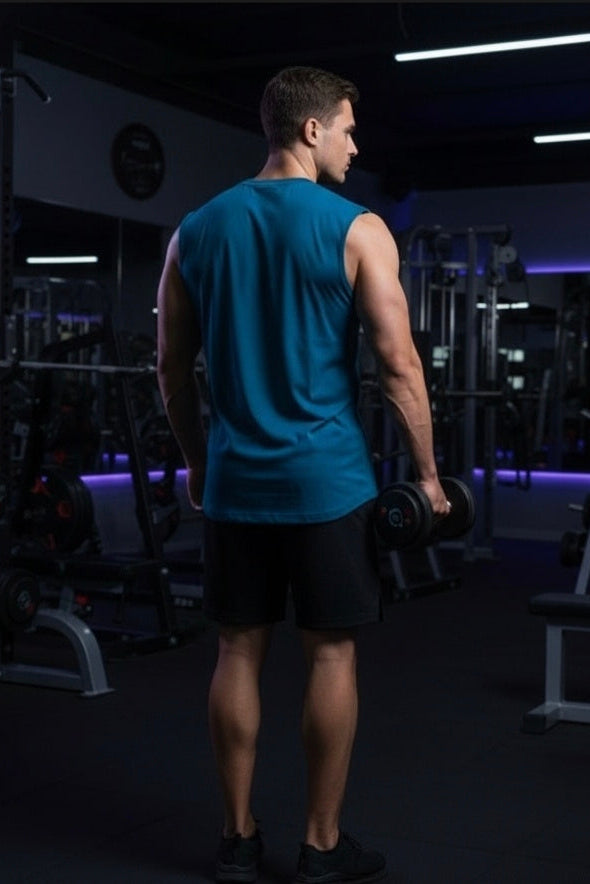 Men’s Teal Blue Cotton Tank Top
