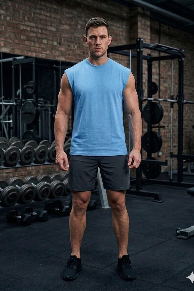 Men’s Sky Blue Cotton Tank Top