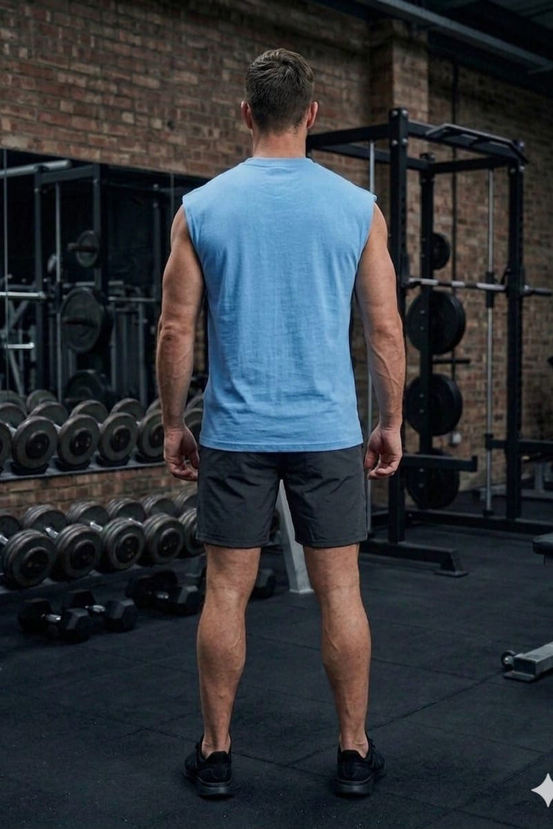 Men’s Sky Blue Cotton Tank Top