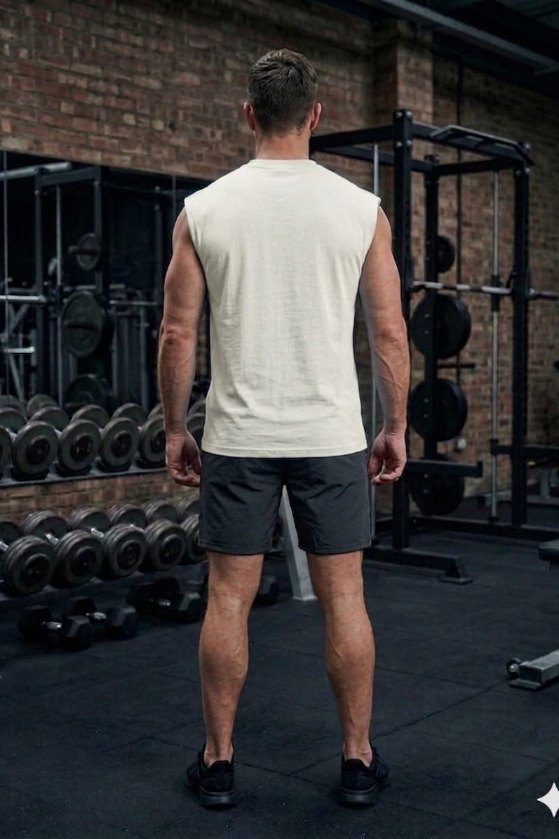 Men’s Off White Cotton Tank Top