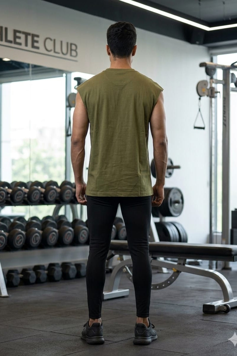 Men’s Olive Green Cotton Tank Top