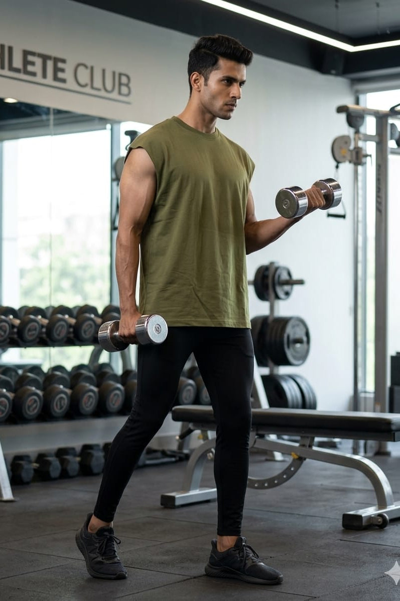 Men’s Olive Green Cotton Tank Top