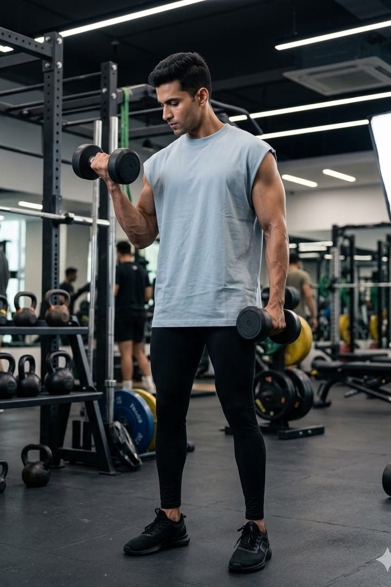 Men’s Ice Grey Cotton Tank Top