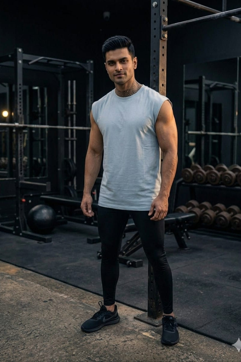 Men’s Ice Grey Cotton Tank Top