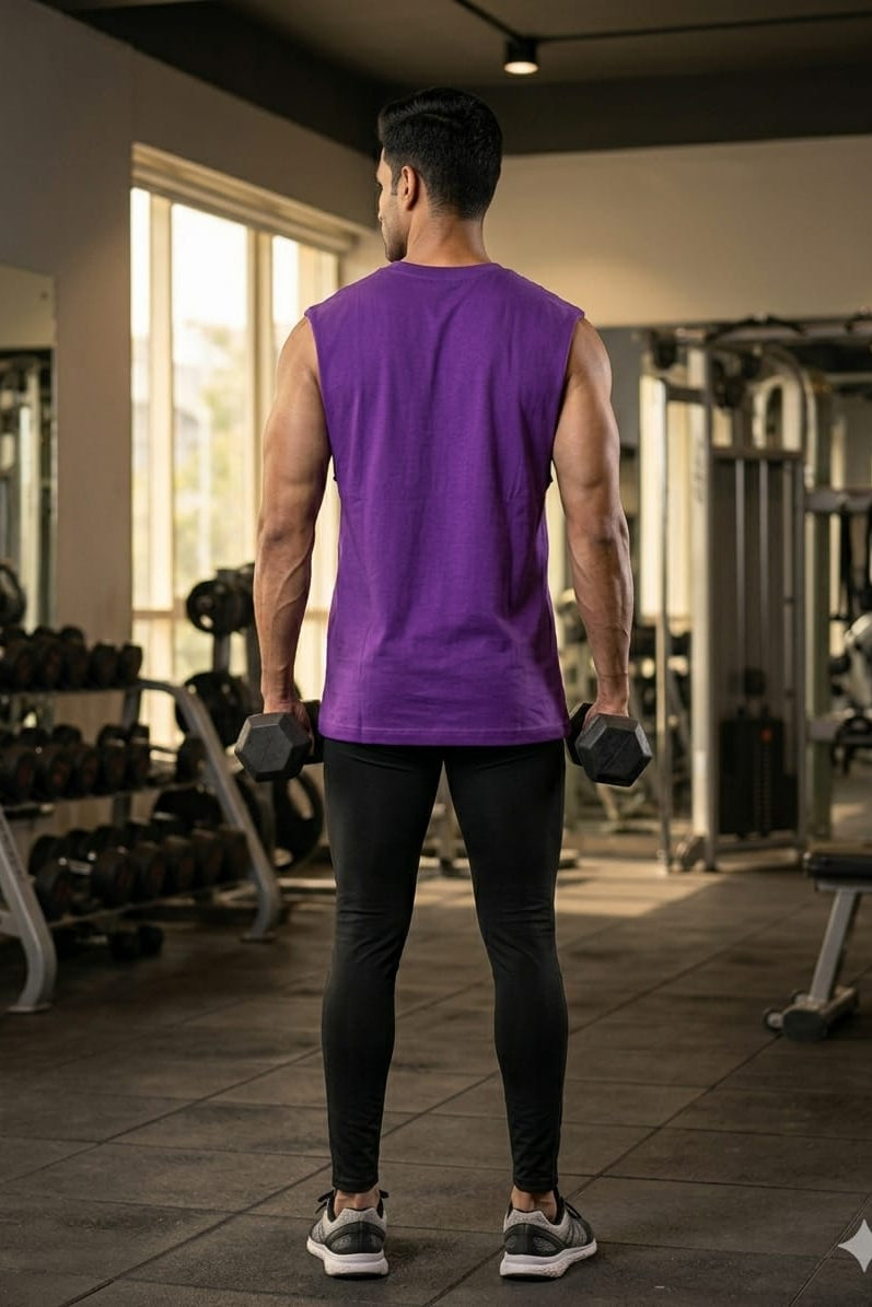 Men’s Purple Cotton Tank Top