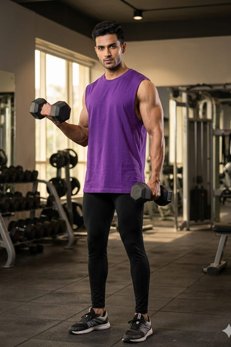 Men’s Purple Cotton Tank Top