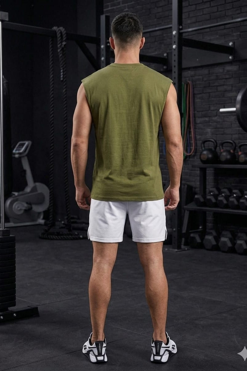Men’s Olive Green Cotton Tank Top