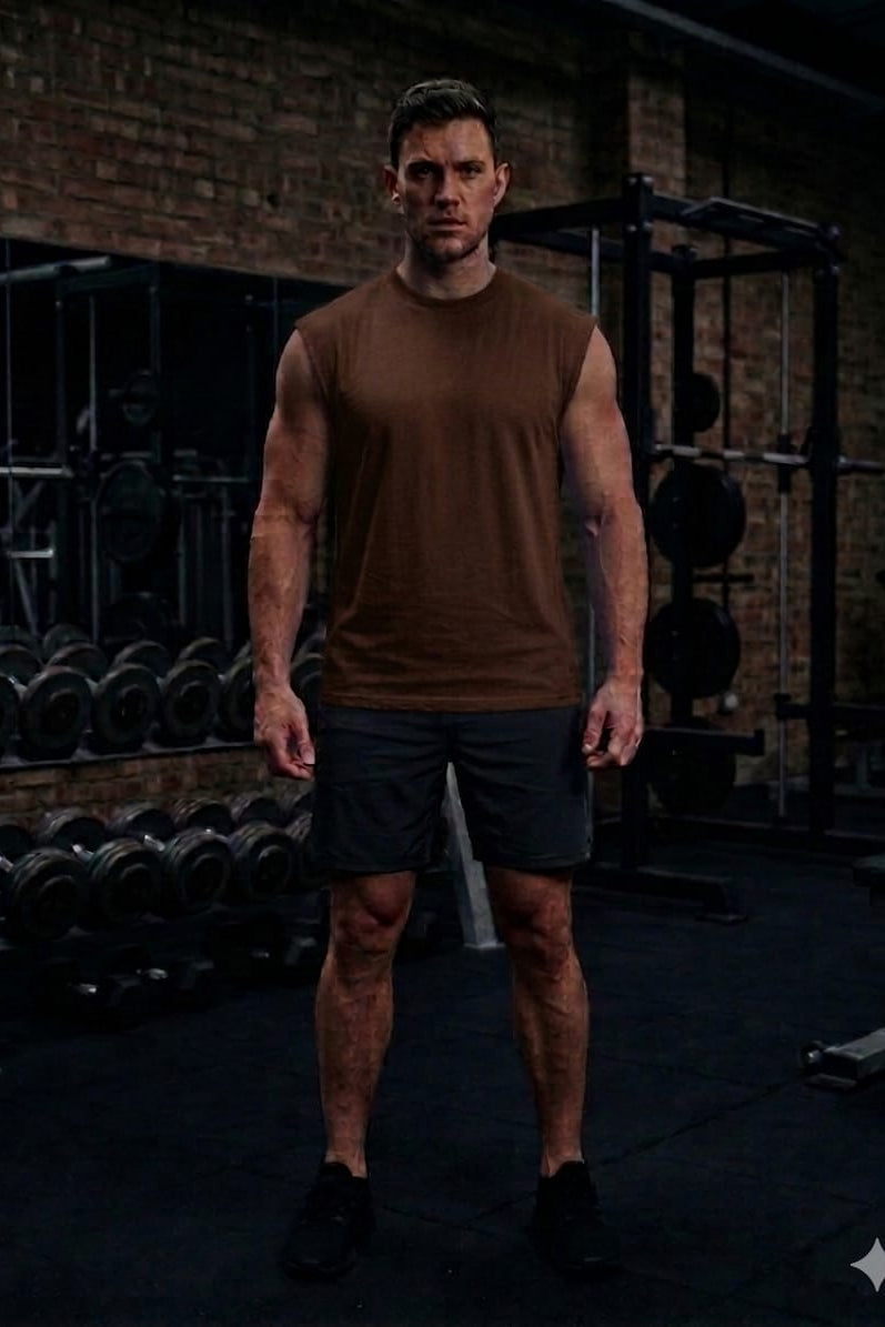 Men’s Brown Cotton Tank Top