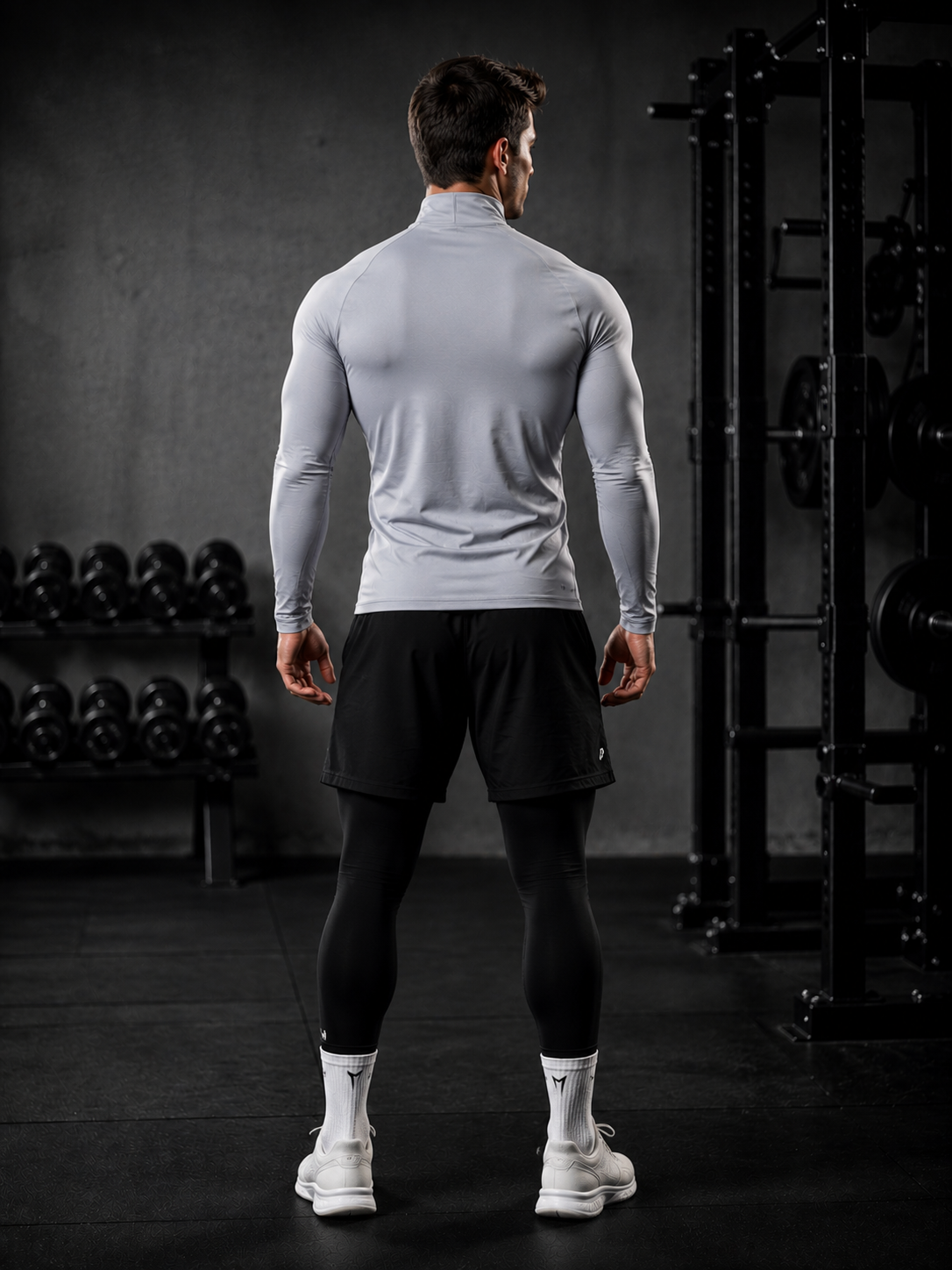 Performance Quarter-Zip Compression Full sleeves Training Top – Ice Grey